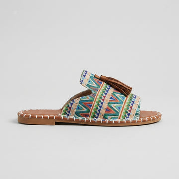 Women's Slippers Moccasin-Style Hand-Stitched Fringe Boho TPR Sole