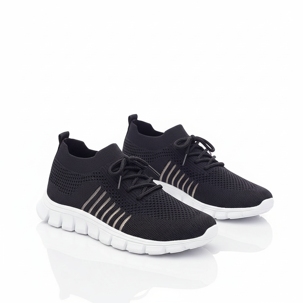 Women's Sneakers Knit Mesh Lace-Up Sock Collar Pull Tab Treaded