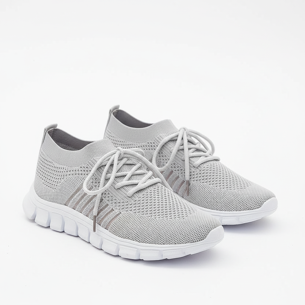 Women's Sneakers Knit Mesh Lace-Up Sock Collar Pull Tab Treaded