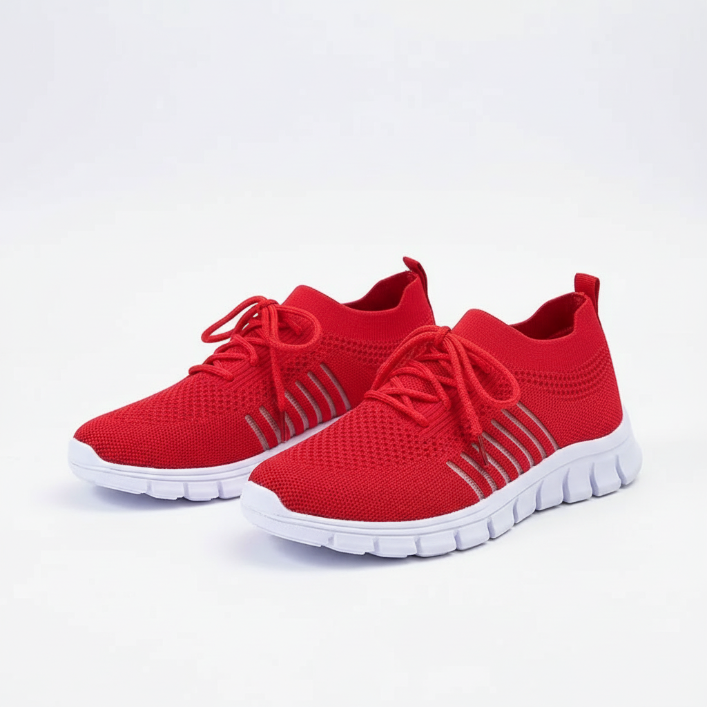 Women's Sneakers Knit Mesh Lace-Up Sock Collar Pull Tab Treaded