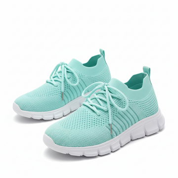 Women's Sneakers Knit Mesh Lace-Up Sock Collar Pull Tab Treaded