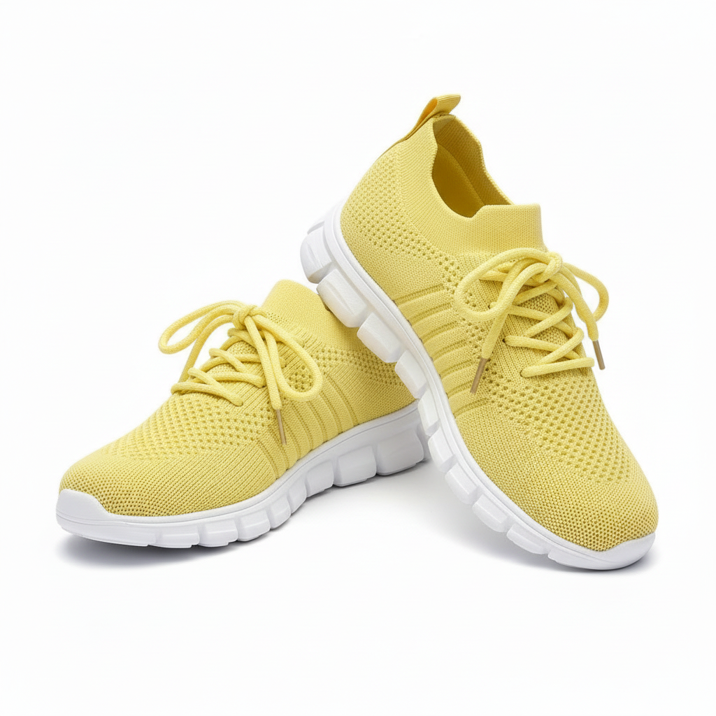 Women's Sneakers Knit Mesh Lace-Up Sock Collar Pull Tab Treaded