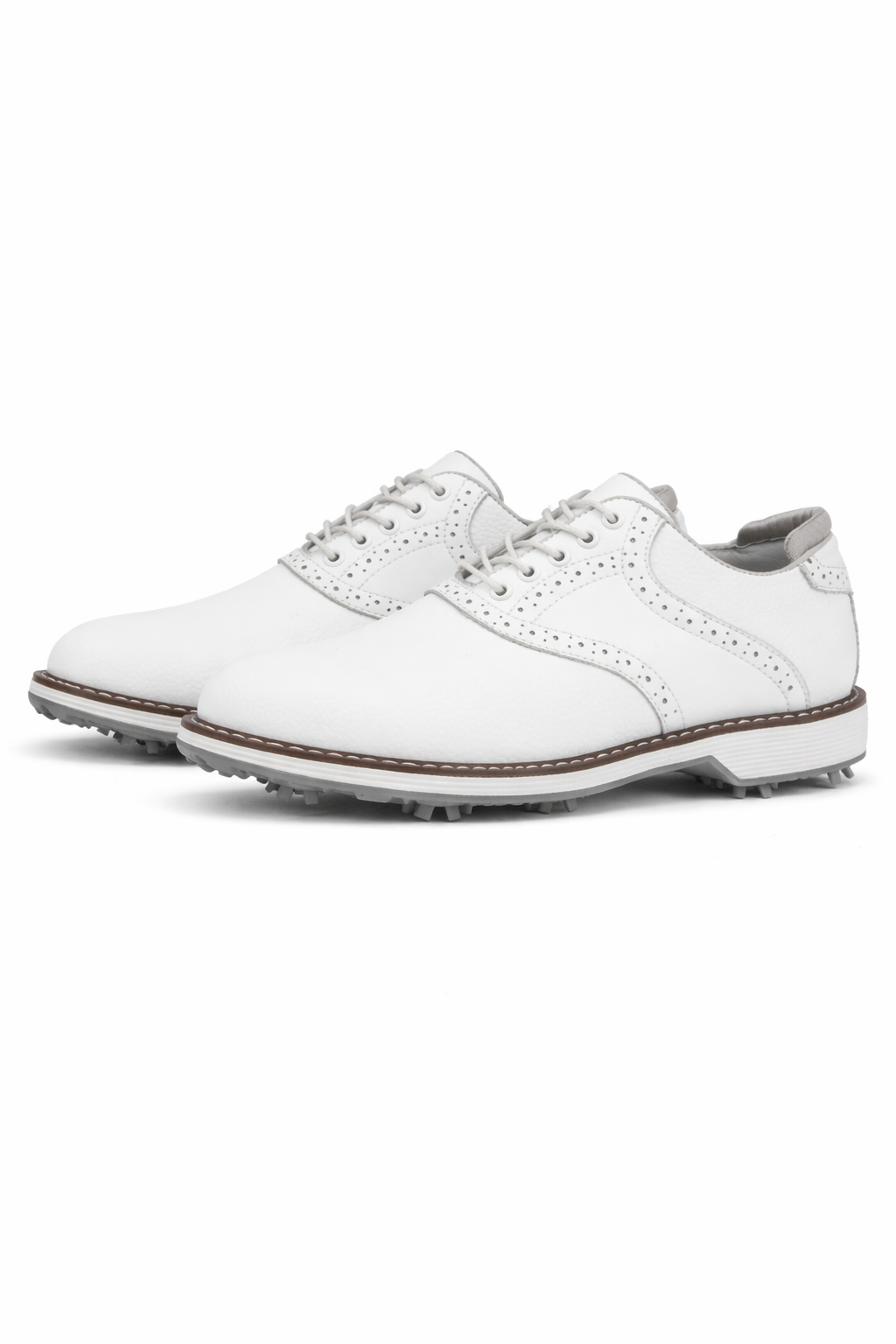 Men's Golf Shoes - Lace-Up - Wingtip - Spiked Sole - Leather
