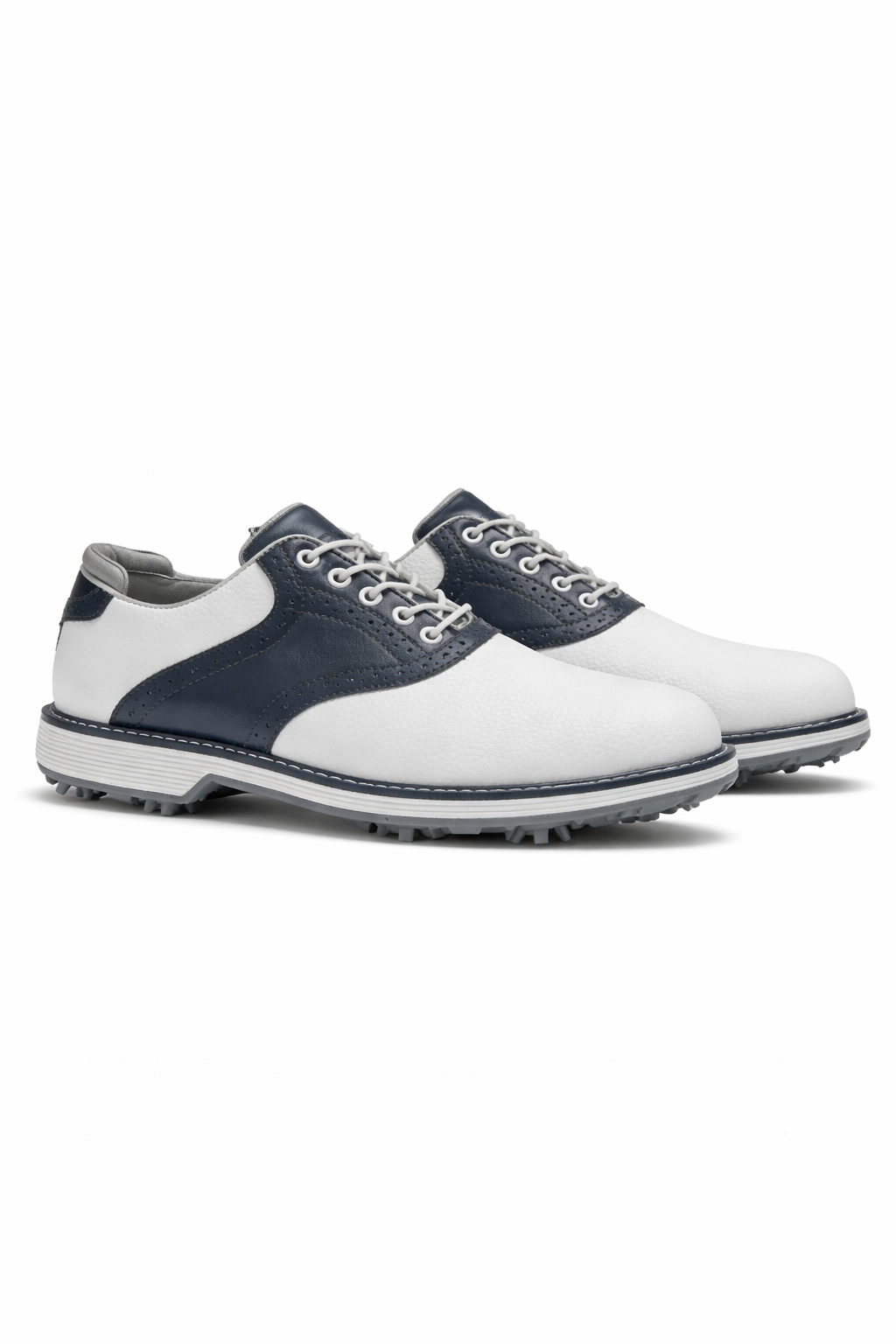 Men's Golf Shoes - Lace-Up - Wingtip - Spiked Sole - Leather