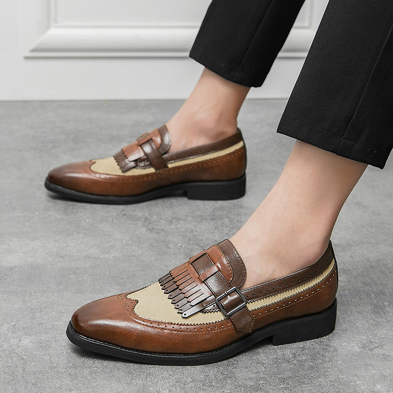 Men’s Brogue Loafers with Kiltie Fringe and Buckle Detail