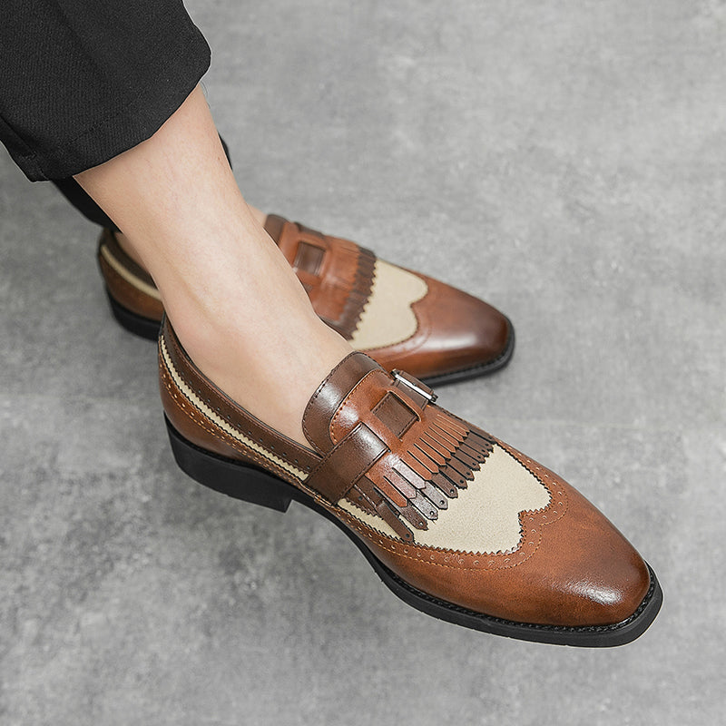 Men’s Brogue Loafers with Kiltie Fringe and Buckle Detail