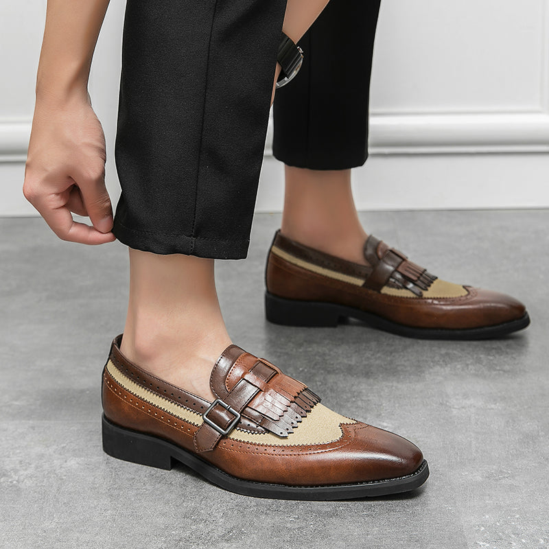 Men’s Brogue Loafers with Kiltie Fringe and Buckle Detail