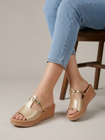 Women's Platform Wedge Sandals - Open Toe - Ankle Strap - Slip-On