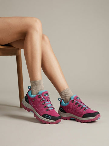 Women's Low-Cut Lace-Up Hiking Shoes with Lugged Rubber Sole