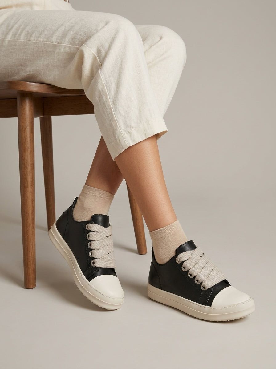 Women's Low-Top Sneakers with Contrast Toe Cap