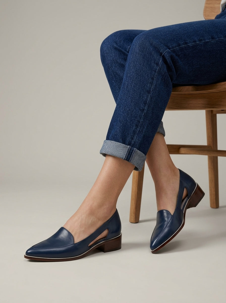 Women's Flats Pointed-Toe Slip-On Ballet Leather