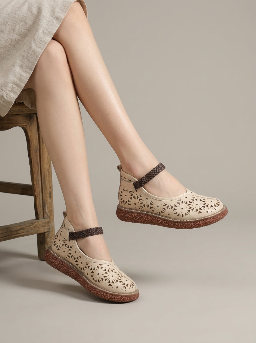 Women's Rounded Toe Platform Sandals Buckle Strap