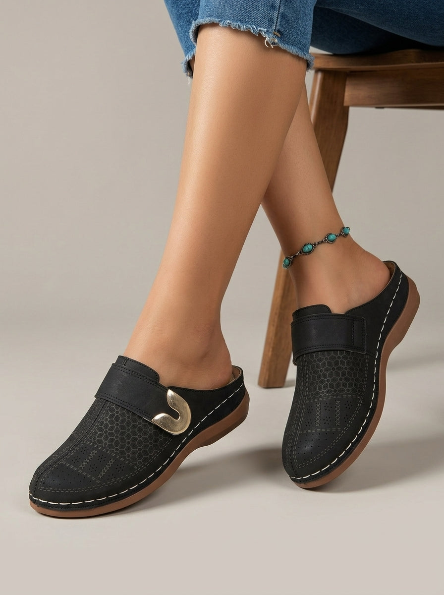 Women's Sandals Closed Toe Platform Slide Soft Sole Belt Detail
