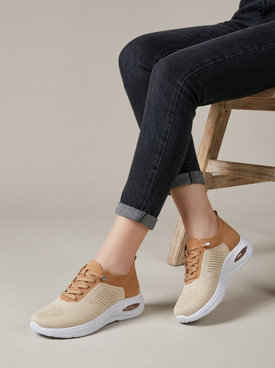 Women's Sneakers Mesh Lace-Up Air Cushion Platform Sole