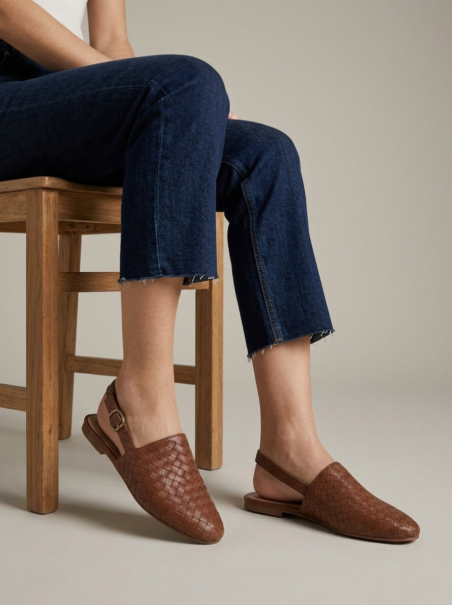Women's Flats Woven Pointed-Toe Slip-On D'Orsay
