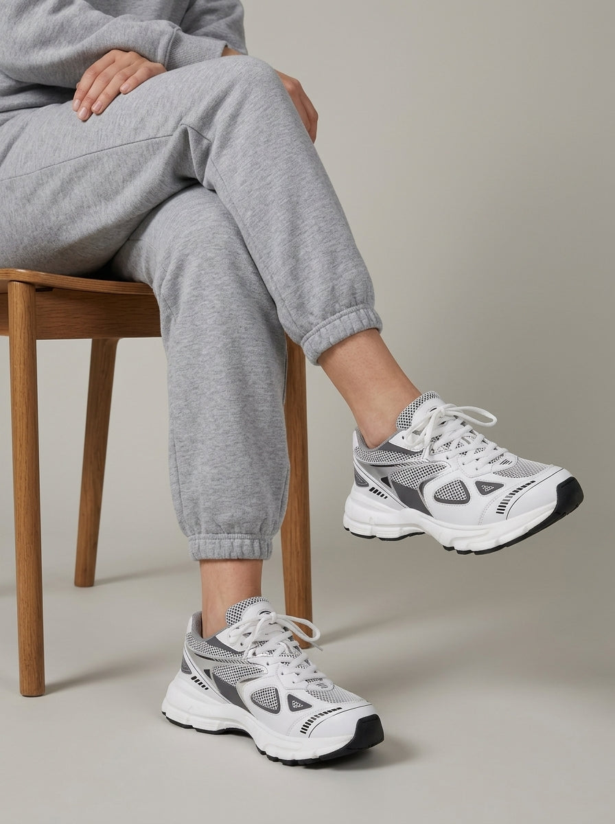 Women's Sneakers Lace-Up Mesh Panels Chunky Platform Sole
