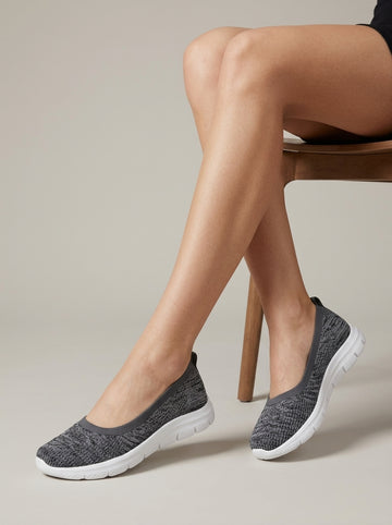 Women's Slip-On Sneakers Knit Upper Rounded Toe Rubber Sole