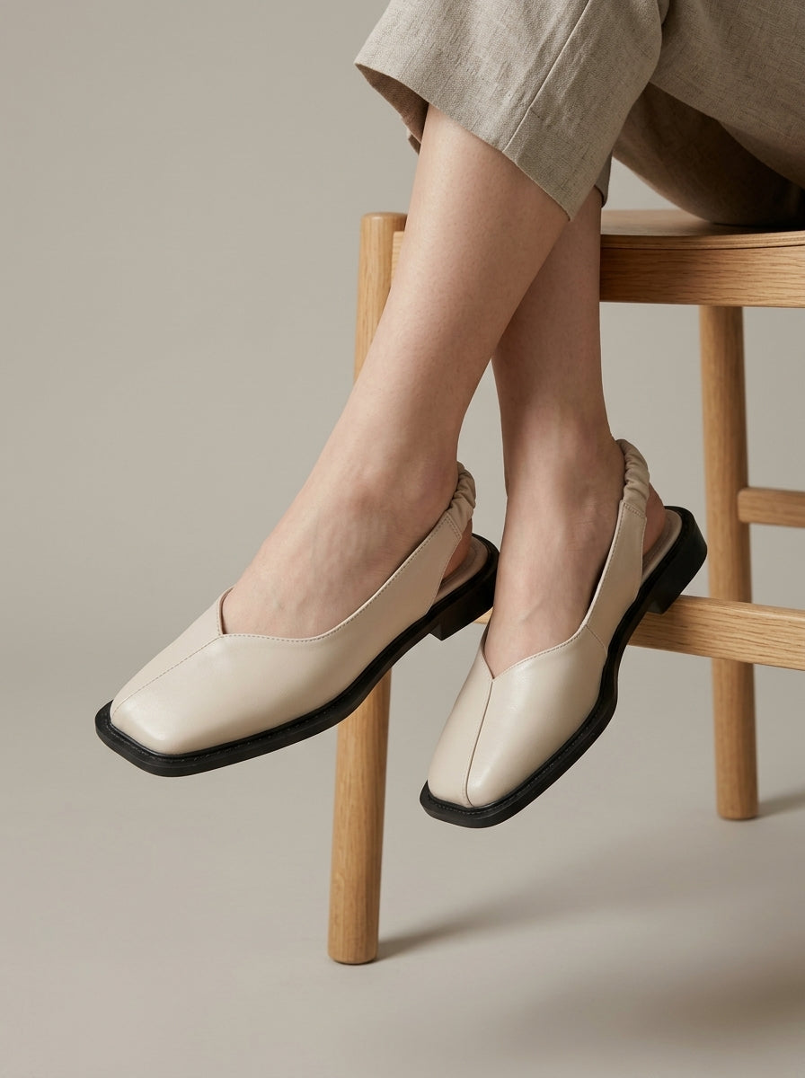 Women’s Square Toe Slingback Sandals with Modern Low Heel