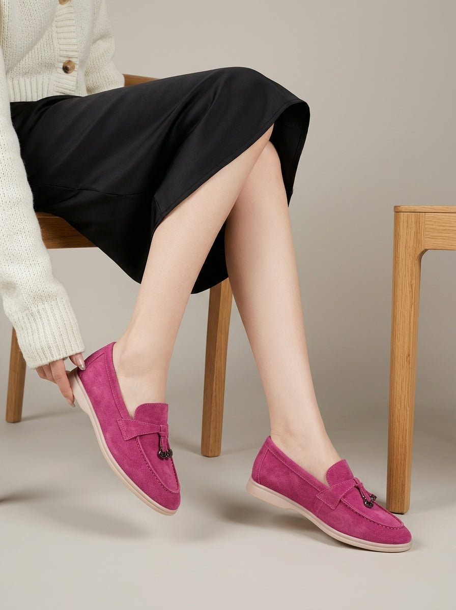 Women's Chain Detail Slip-On Penny Loafers - Flat Sole