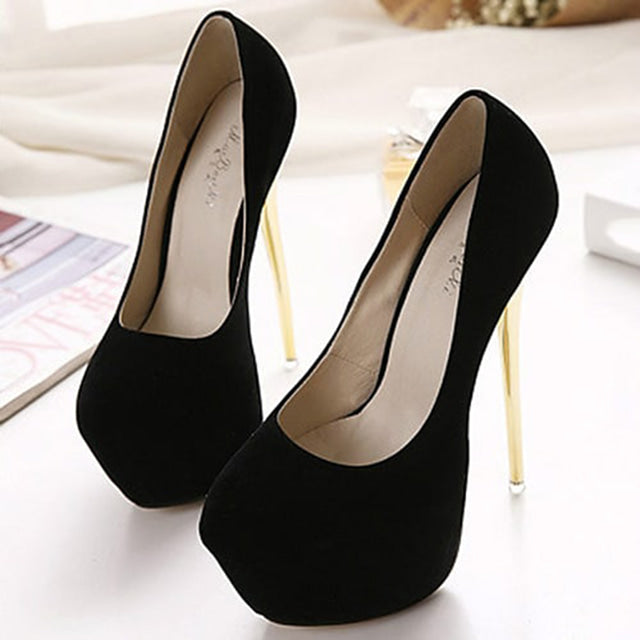 Women’s Platform Stiletto Pumps with Rounded Toe and High Heel