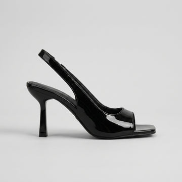 Women's Patent Square Toe Slingback Sandals with Stiletto Heel