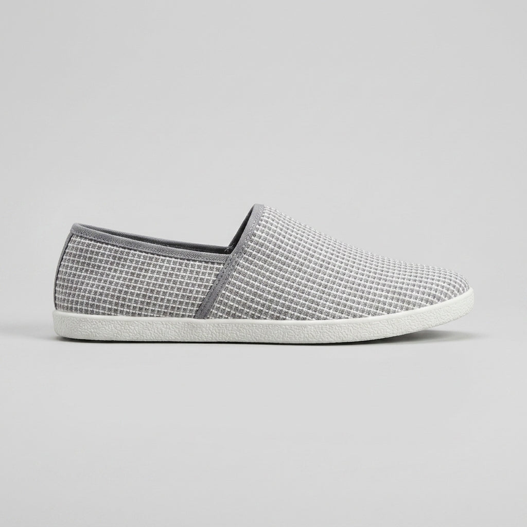 Men's Woven Slip-On Loafers with Round Toe and Flat Sole