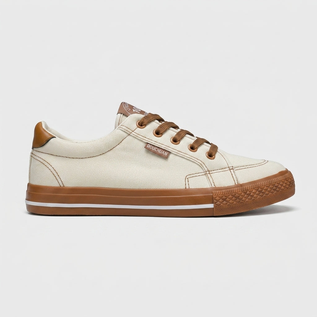Men's Low-Top Sneakers - Lace-Up Canvas - Ribbed Sole