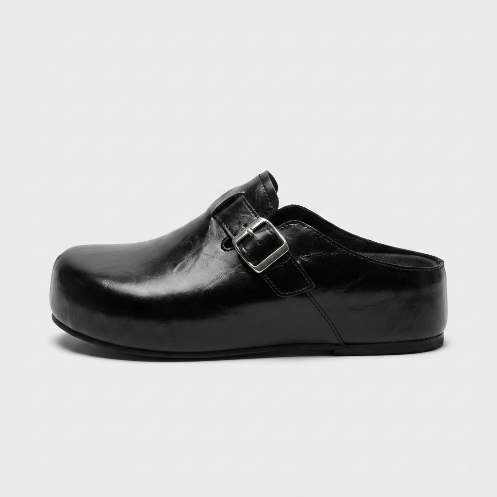 Women's Closed Toe Buckle Mules with Platform Sole