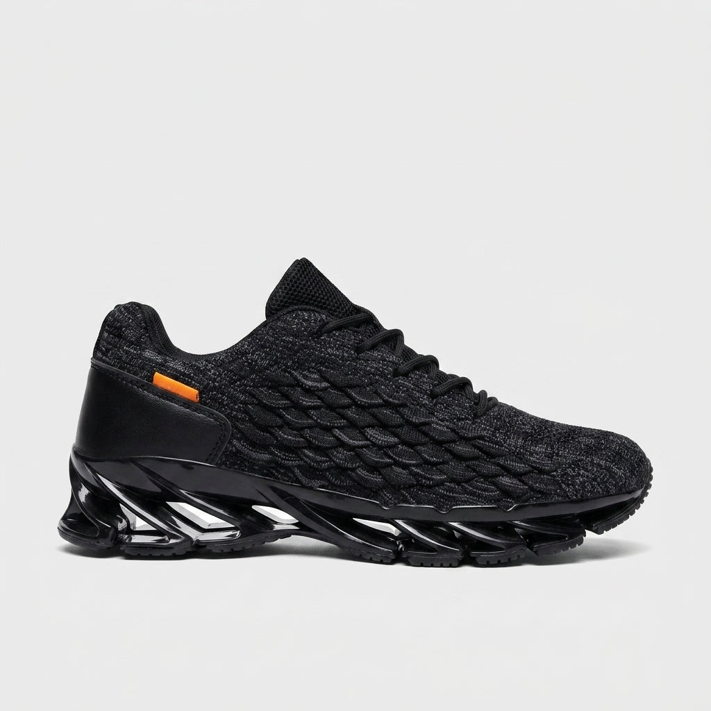 Men's Sneakers Low-Top Textured Knit Blade Sole Lace-Up