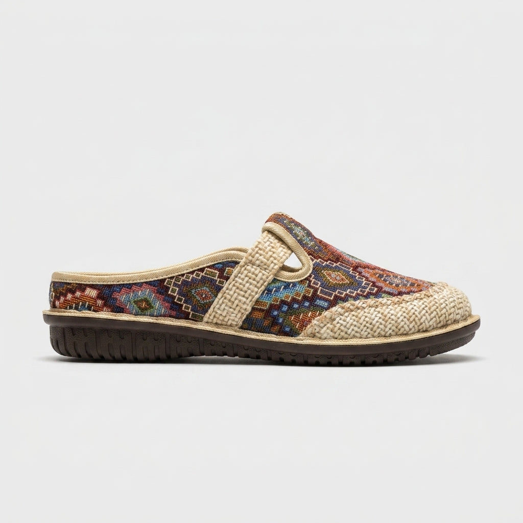 Women's Slippers Slip-On Embroidered Geometric Pattern Mules