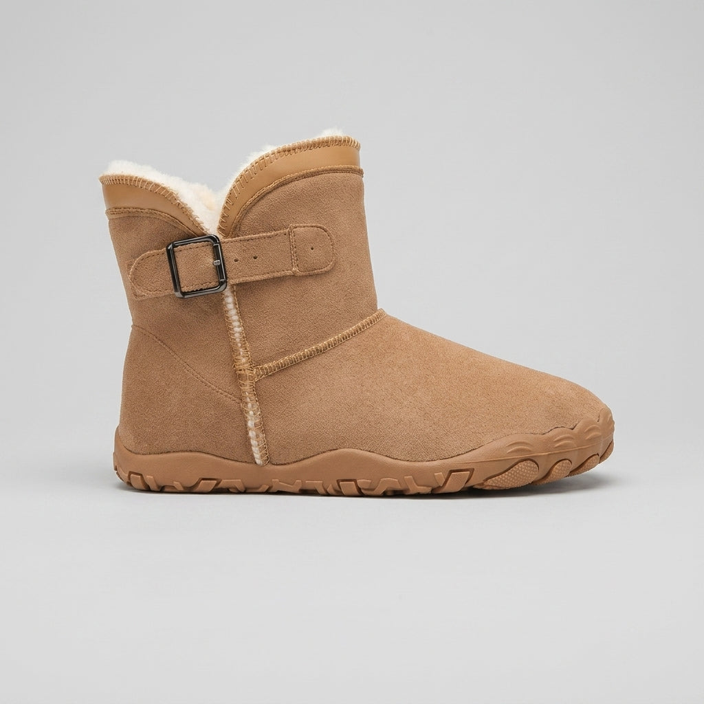 Men's Suede Ankle Boots with Fleece Lining and Buckle Strap