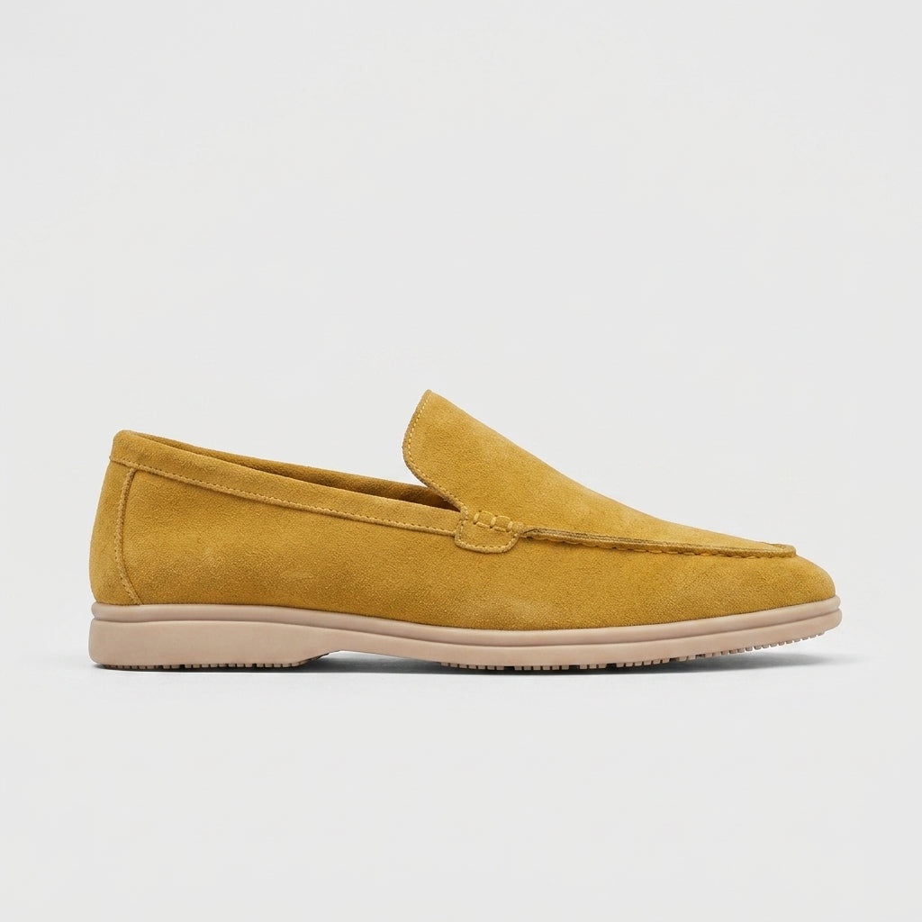 Men's Loafers Slip-On Moc-Toe Suede Rubber Sole Casual