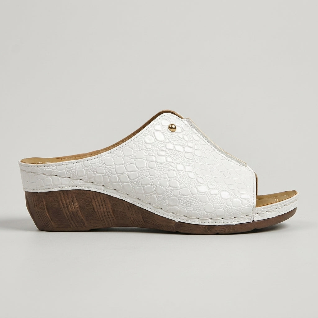 Women's Textured Wedge Sandals - Open-Toe Slip-On Platform