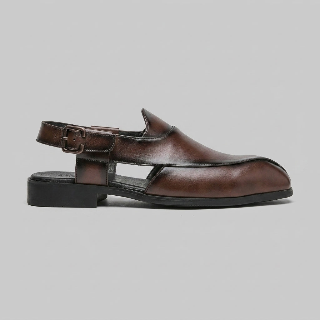 Men's Flats Slingback Closed-Toe Loafer Low Block Heel