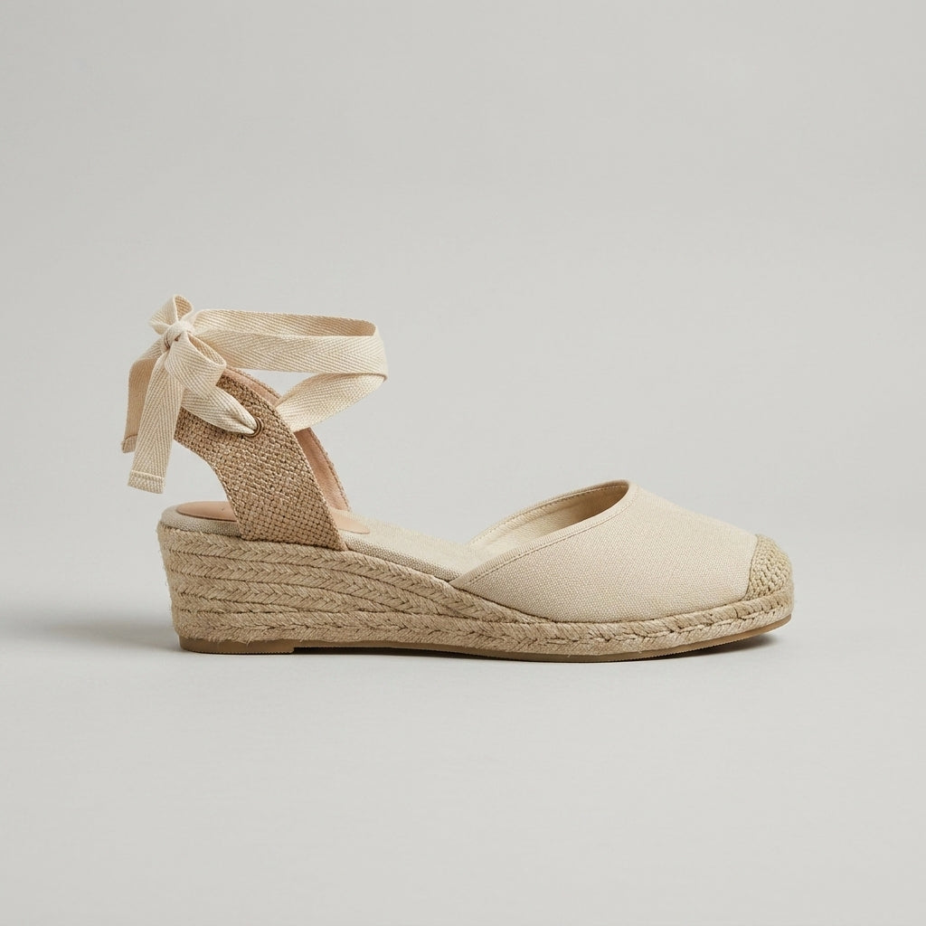 Women's Wedge Sandals Closed Toe Elastic Ankle Strap Espadrille