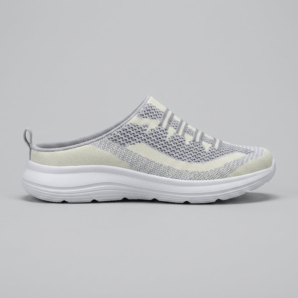 Women's Sneakers Slip-On Mesh Mule - Stripe Pattern Flex Sole