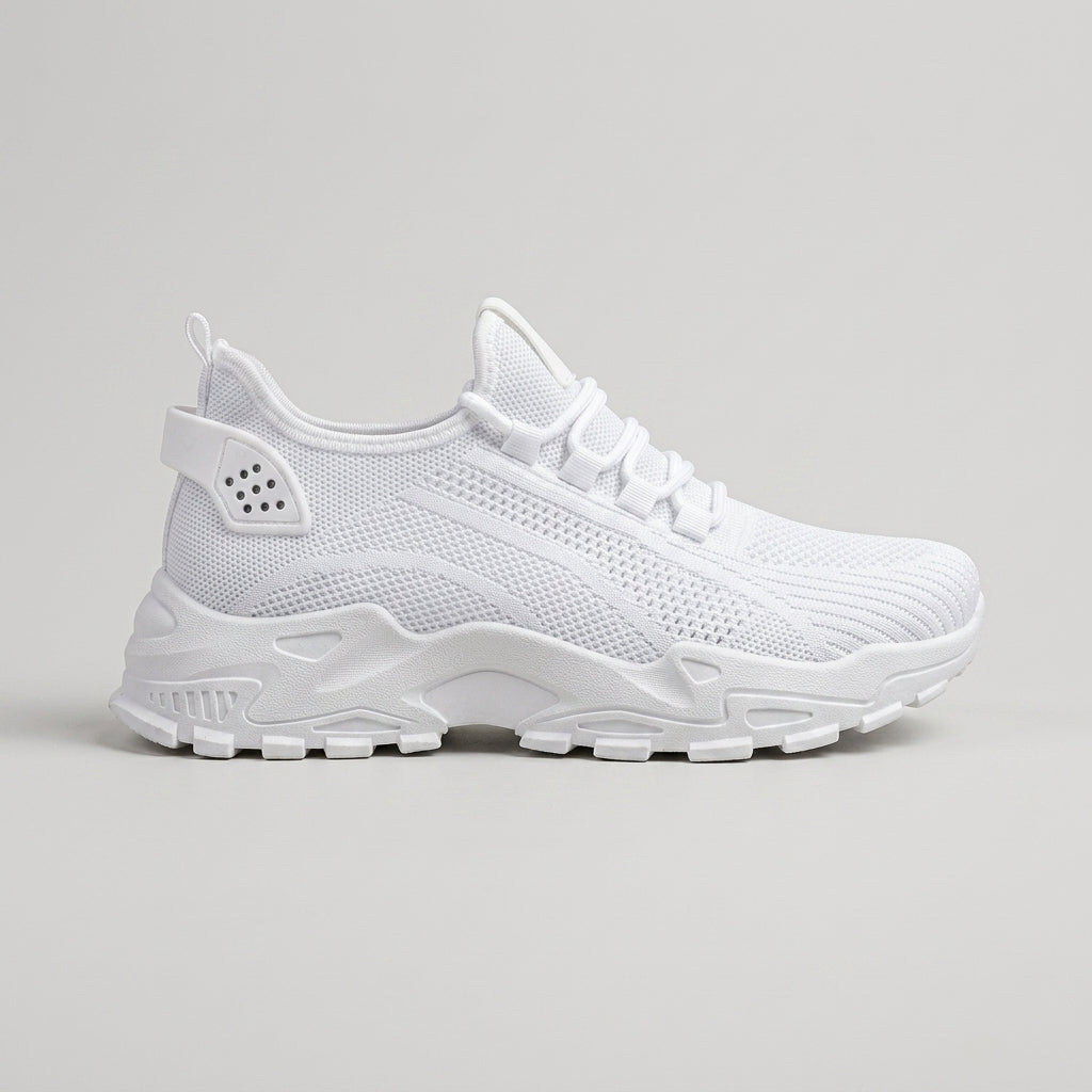 Women's Chunky Knit Sneakers with Lace-Up Closure and Lugged Sole