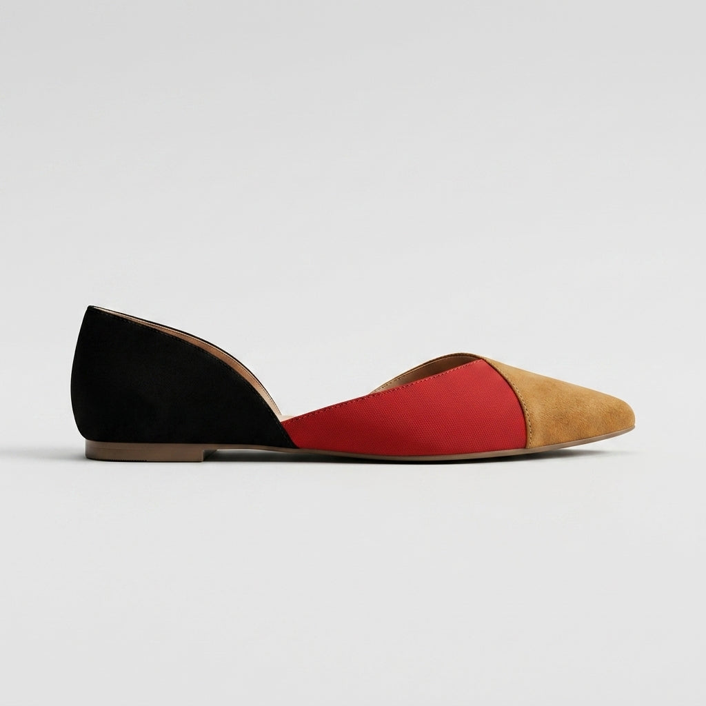 Women's Flats Pointed Toe Color-Block D'Orsay Slip-On Ballerinas