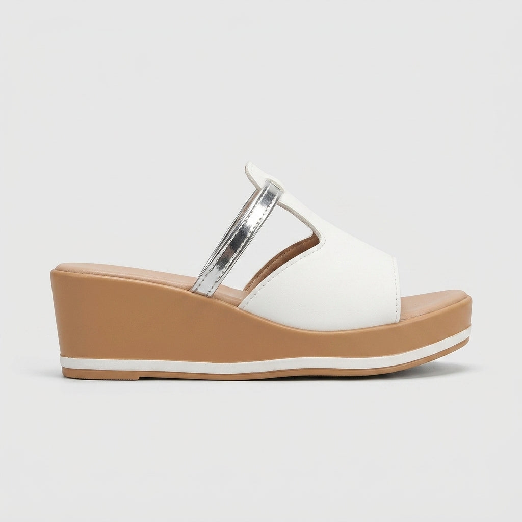 Women's Platform Wedge Sandals - Open Toe - Ankle Strap - Slip-On