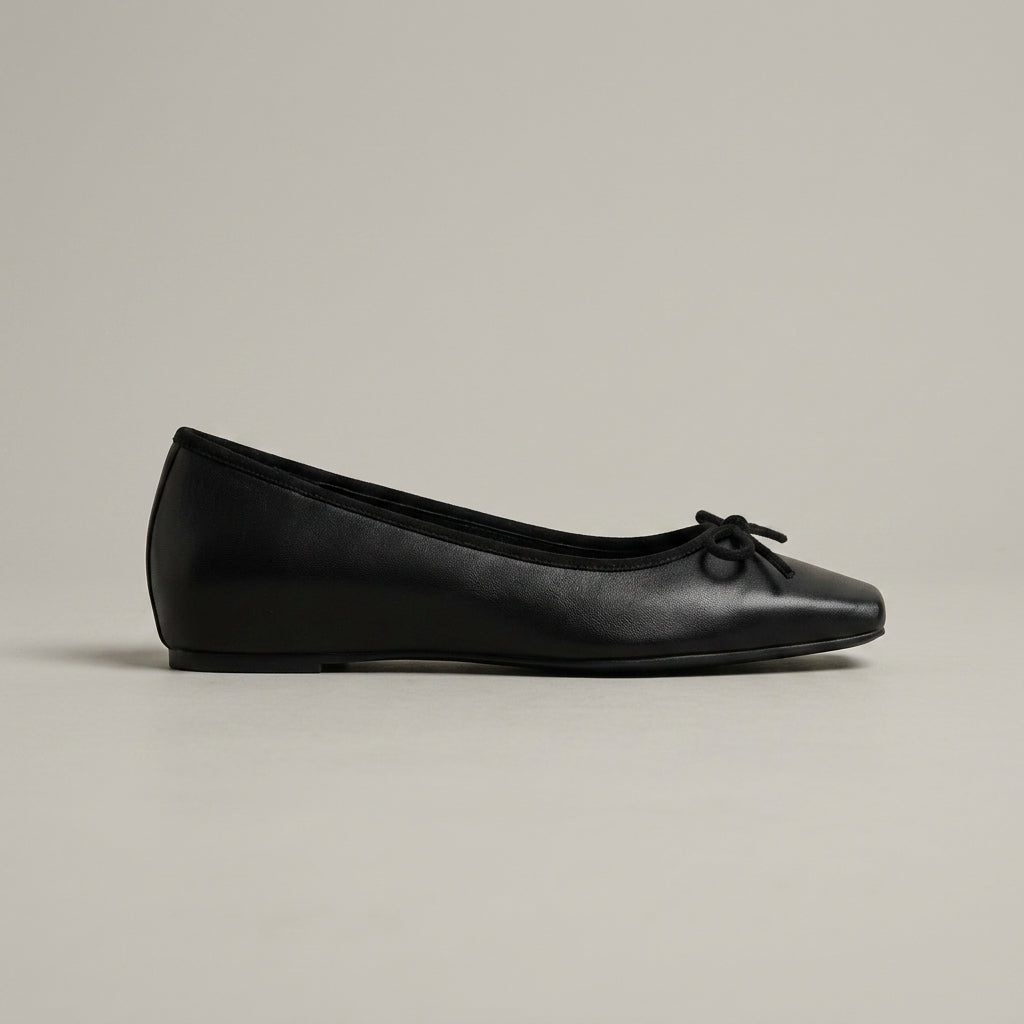 Women's Ballet Flats Square Toe Bow Accent Slip-On