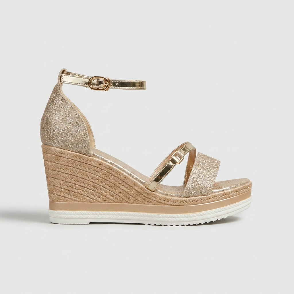 Women's Wedges Glitter Platform Espadrille Ankle Strap Sandals
