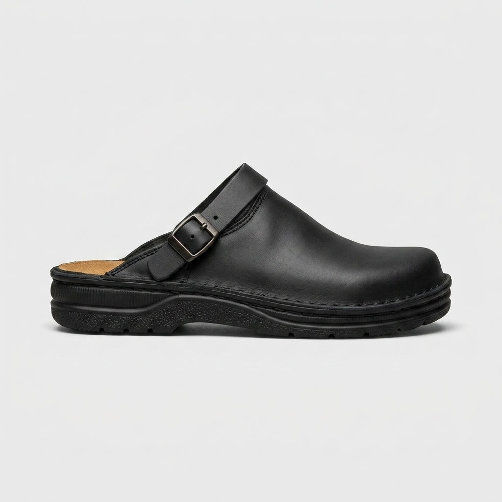 Men's Closed Toe Clogs with Buckle Strap and Slip-On Style