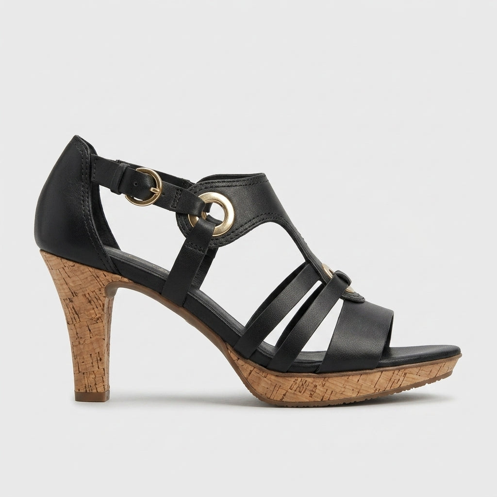 Women’s Open-Toe Heeled Sandals with Cut-Out Straps - Block Heel