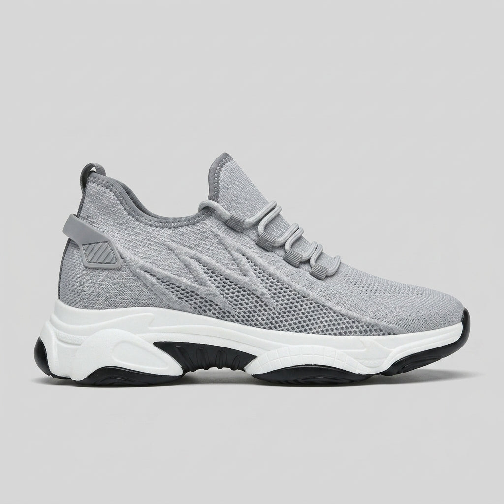 Men's Knit Sneakers with Lace-Up Closure and 8cm Height-Increase Sole