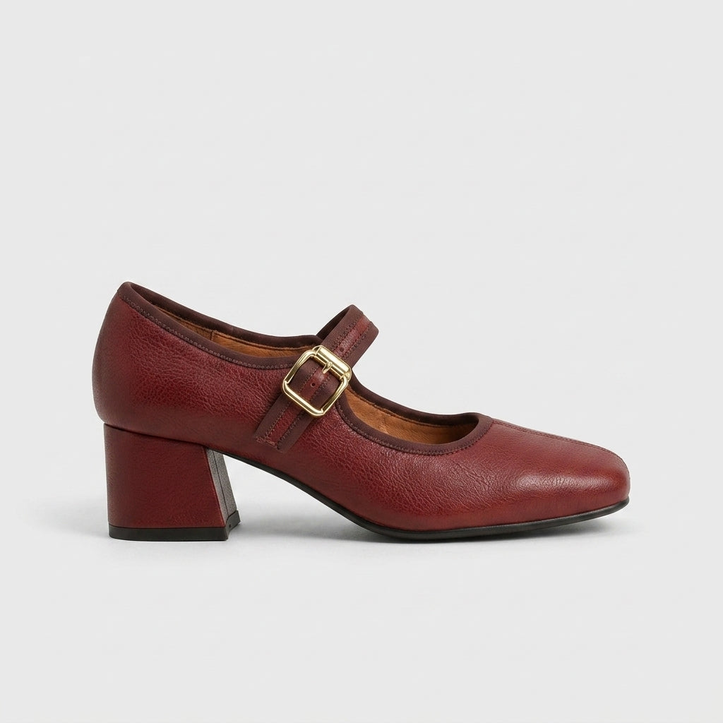 Women's Mary Jane Heels - Square Toe - Block Heel - Ankle Strap