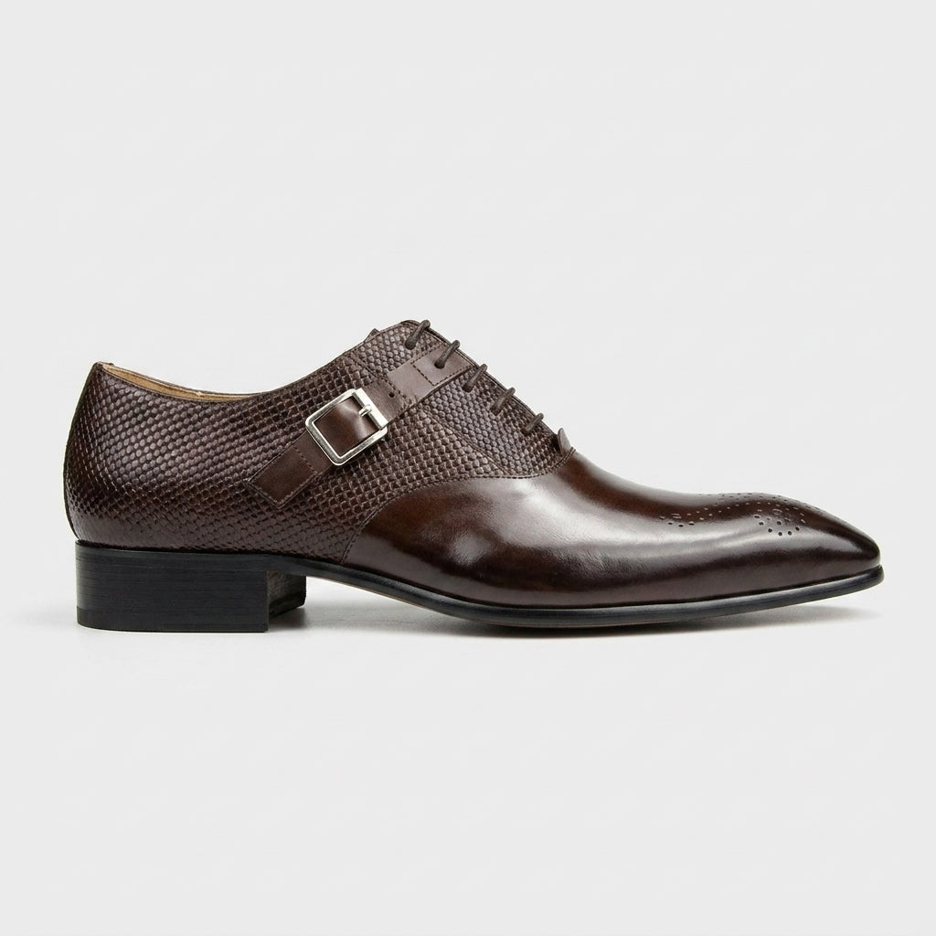 Men's Leather Oxford Dress Shoes - Brogue Toe - Lace-Up