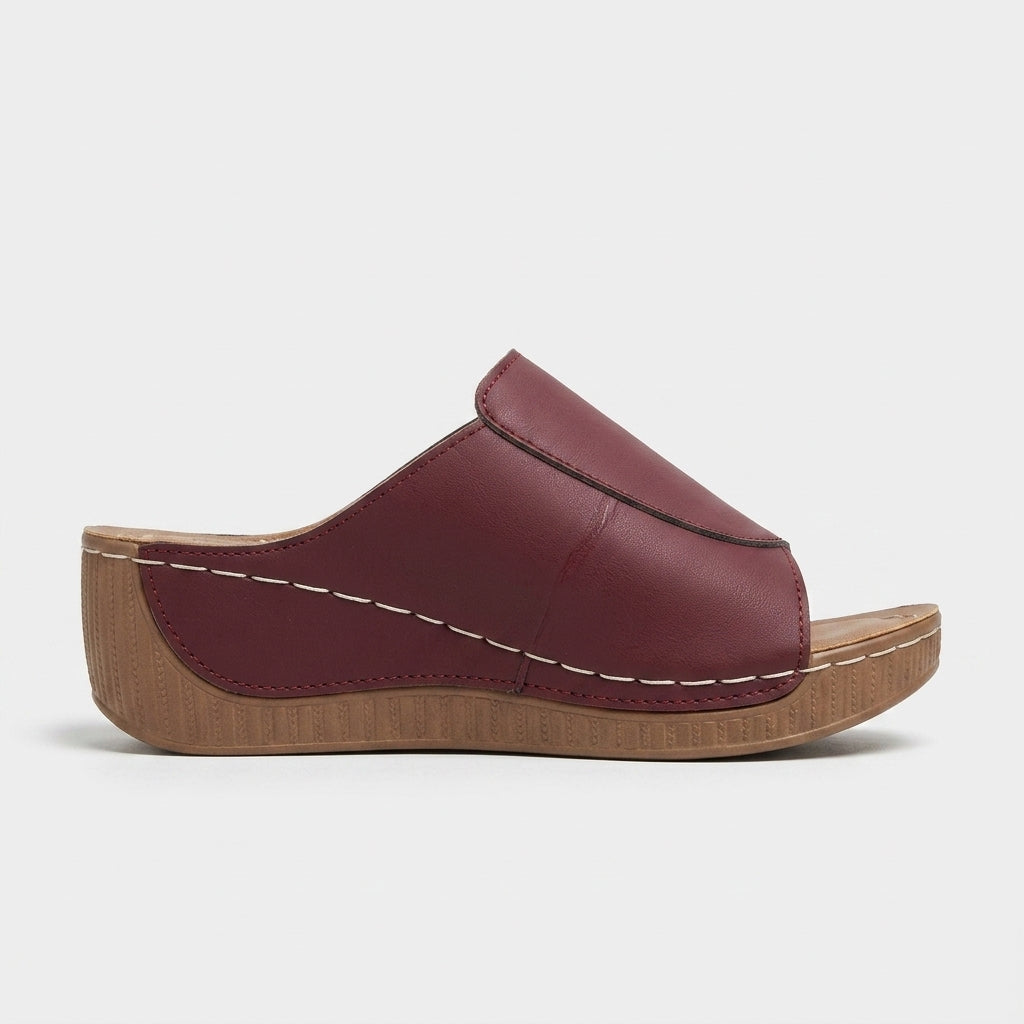 Women's Platform Sandals Open-Toe Slip-On Wide Strap Slides