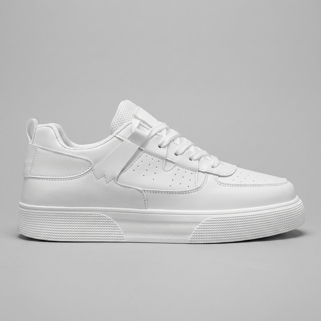Men's Lace-Up Low-Top Sneakers with Perforated Toe Panel