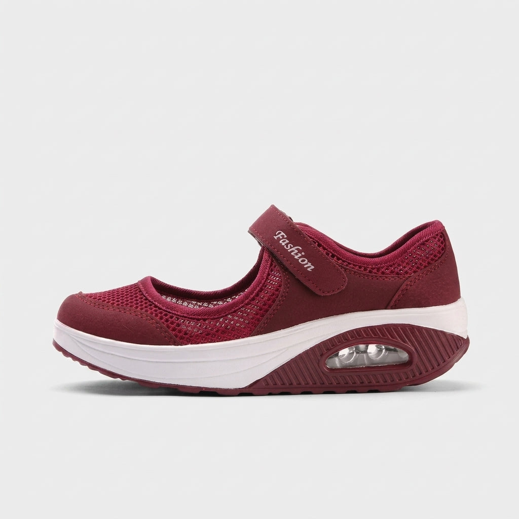 Women's Mary Jane Sneakers with Hook-and-Loop Strap and Platform Sole