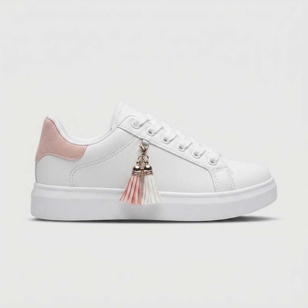 Women's Low-Top Lace-Up Sneakers - Tassel Detail - Flat Sole